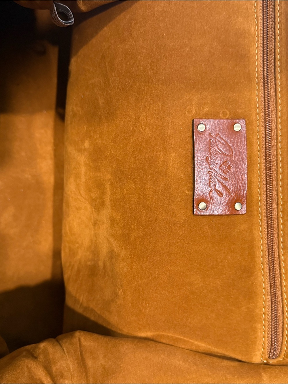 Patricia Nash Cognac Suede Frame Satchel with Brown Leather Strap - Picture 8 of 10